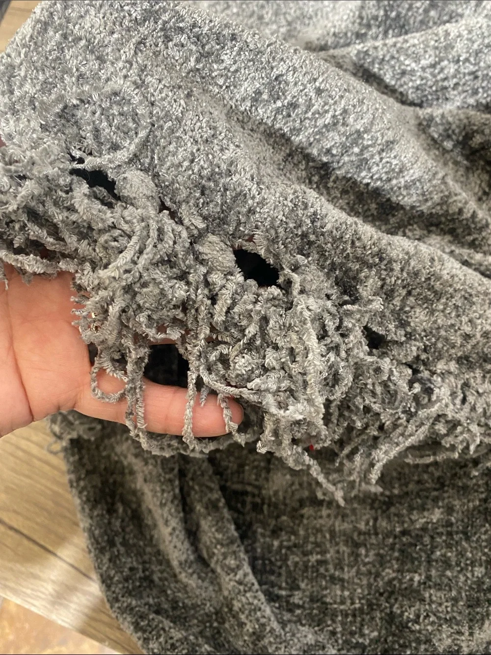 Pier 1 Gray Chenille Fringe Throw
